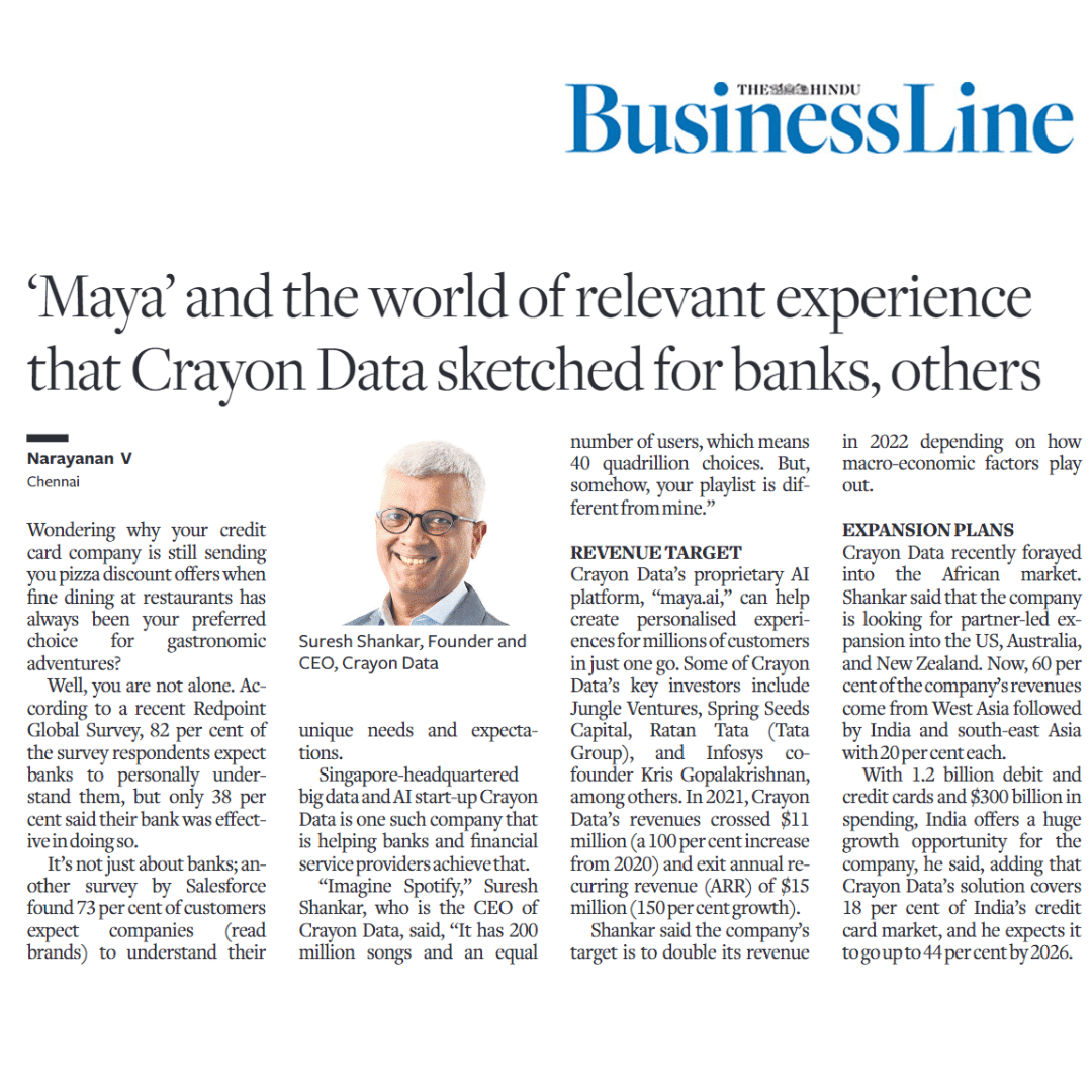 How Crayon Data is helping banks offer ‘relevant experience’ to customers